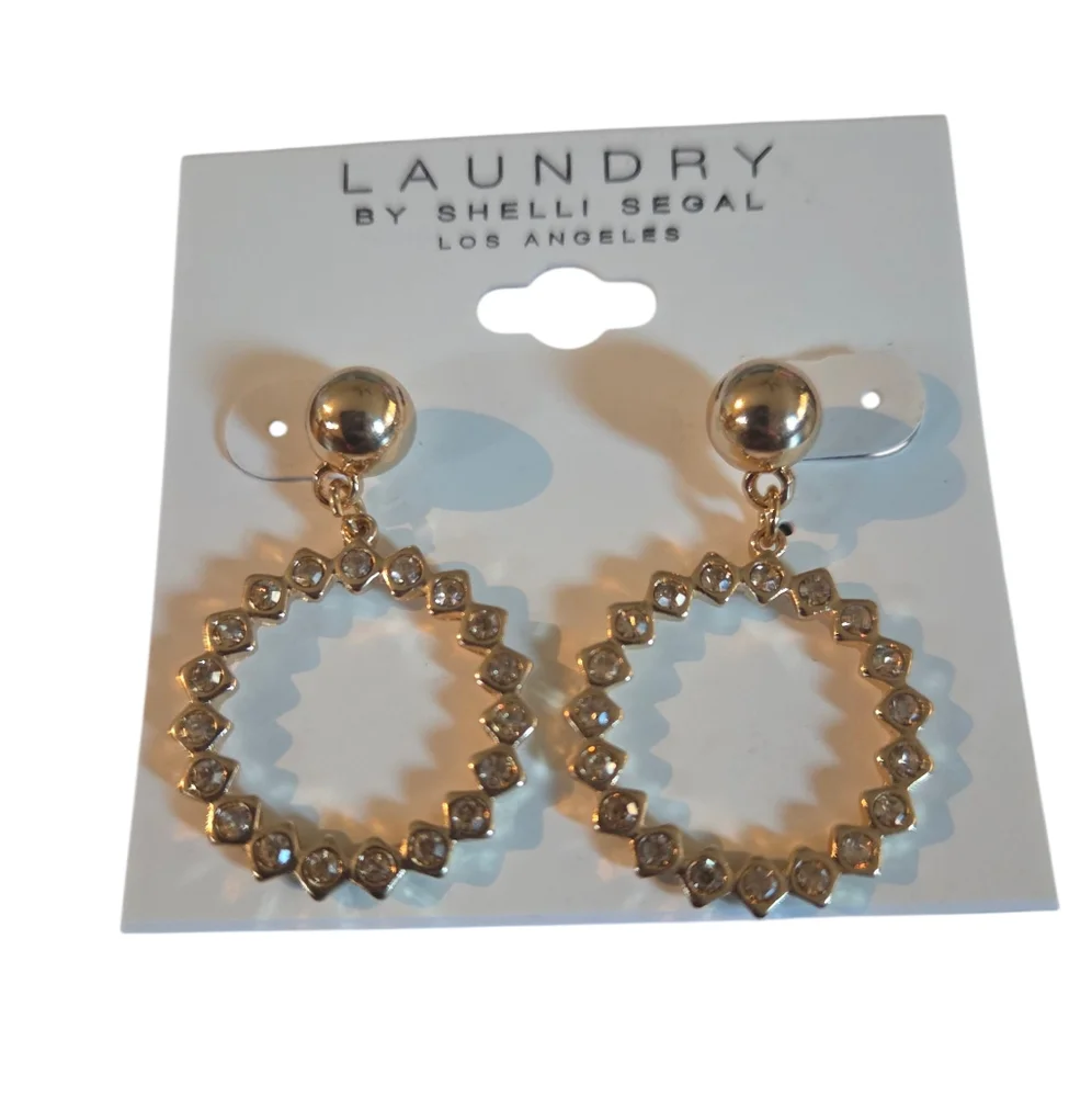 Laundry By Shelli Segal Gold Studded Hoop Earrings NEW‎